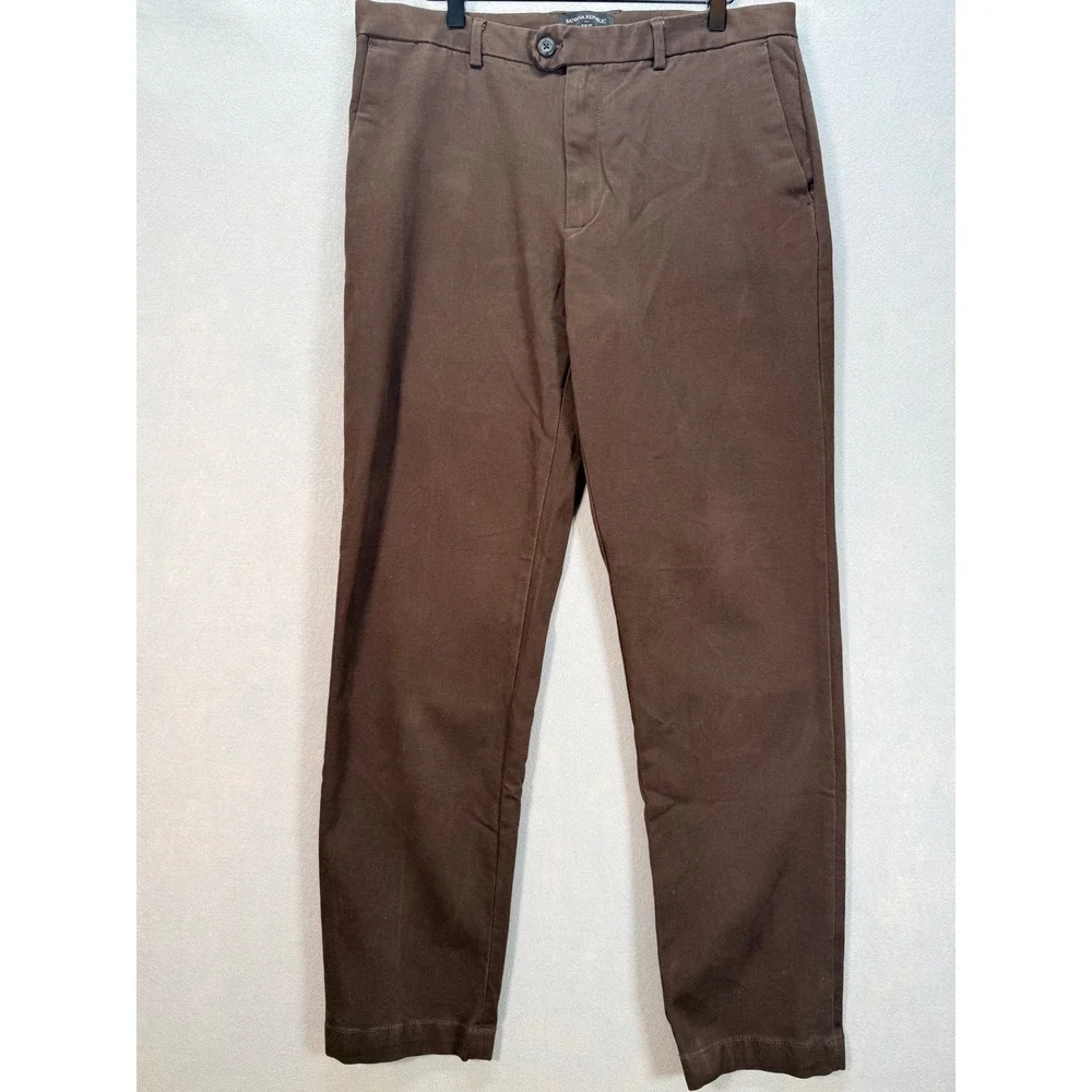 Banana Republic Slim Fit Chino Pants Mens 34x34 Brown Cotton Stretch Trousers